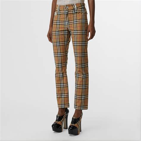 burberry check trousers womens